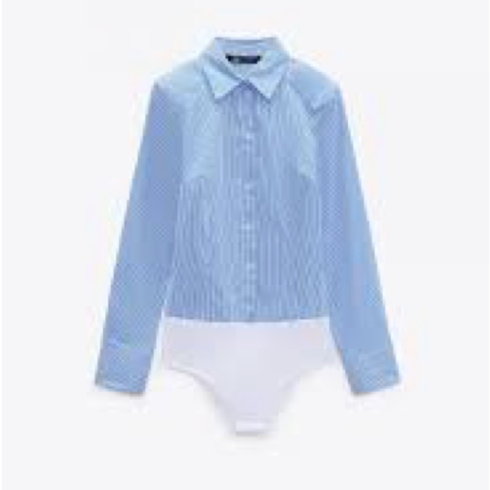 New Zara Striped Bodysuit blue and white size M - Picture 2 of 4